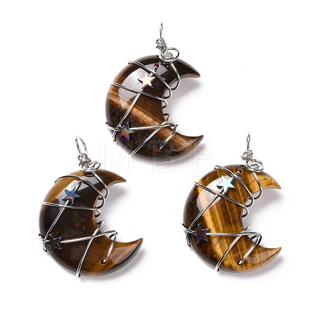 Natural Tiger Eye Pendants G-B023-01P-02-1