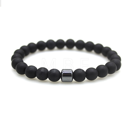 Glass Round Beaded Stretch Bracelets for Men Women FS-WG77712-10-1