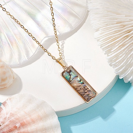Natural Paua Shell Pendant Necklaces NJEW-JN05141-03-1