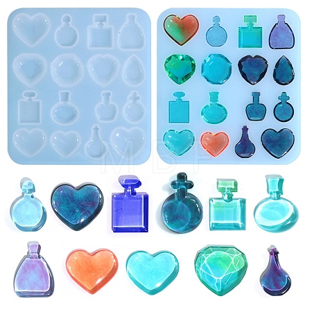Perfume Bottle/Heart Cabochon DIY Silicone Molds DIY-F139-02-1