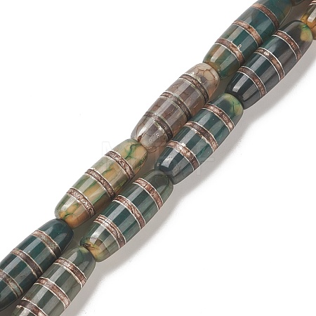 Tibetan Style Striped Pattern dZi Beads Strands TDZI-G012-37B-1