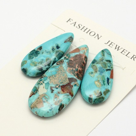 Assembled Synthetic Dyed Gemstone and Imperial Jasper Pendant Sets G-L359-02I-1