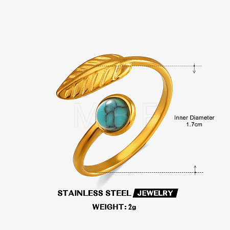 304 Stainless Steel with Synthetic Turquoise Cuff Open Rings WG31EEF-01-1