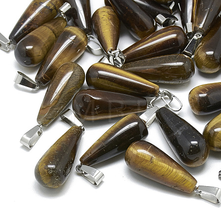 Natural Tiger Eye Pendants G-T081-01-1