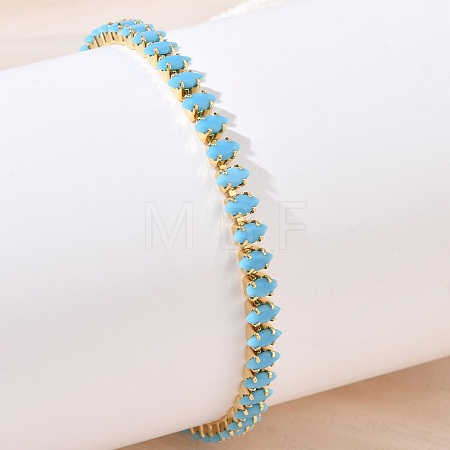 Synthetic Turquoise Tennis Bracelets KK-CBA964F-01G-01-1