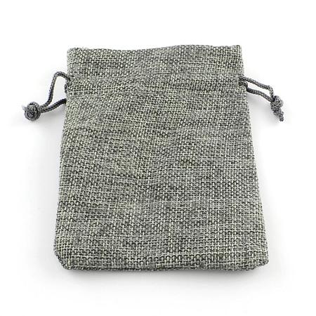 Polyester Imitation Burlap Packing Pouches Drawstring Bags ABAG-R005-9x7-04-1