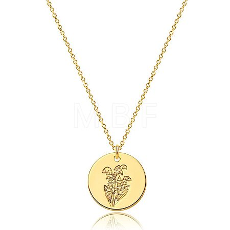 Brass Birth Flower Pendant Necklaces for Women FS-WG9FD20-13-1