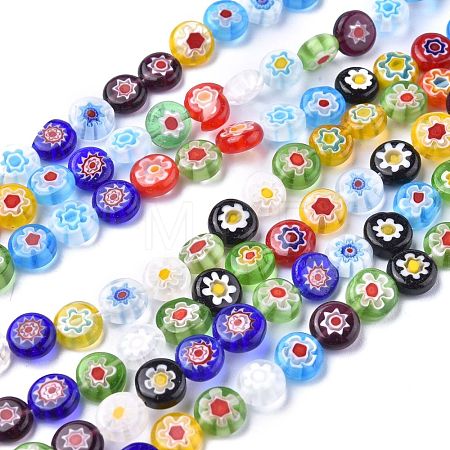 Flat Round Handmade Millefiori Glass Beads X-LK-R004-54-1