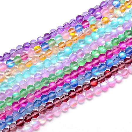 Synthetic Moonstone Beads Strands G-R375-10mm-A-1