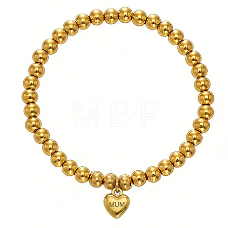 Mother's Day 304 Stainless Steel Round Beaded Chain Bracelets FS-WG258A5-02-1