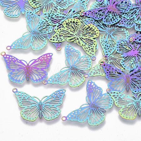 Ion Plating(IP) 304 Stainless Steel Filigree Pendants STAS-R102-06-1