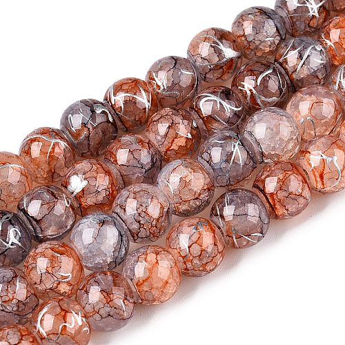 Drawbench Crackle Glass Beads Strands GLAA-N006-8mm-09-1