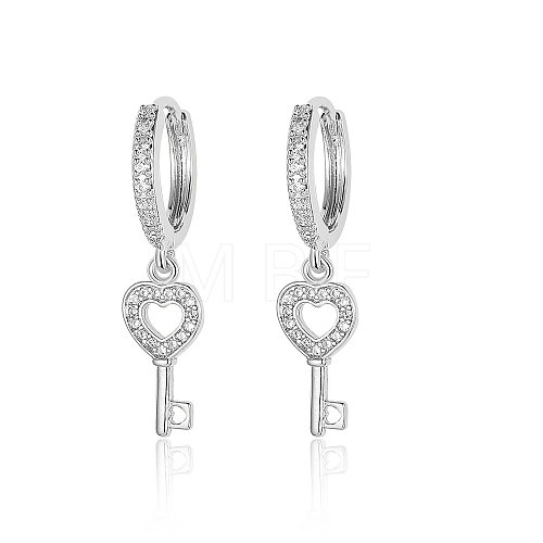 Brass Micro Pave Clear Cubic Zirconia Hoop Earrings EJEW-OY001-08P-1