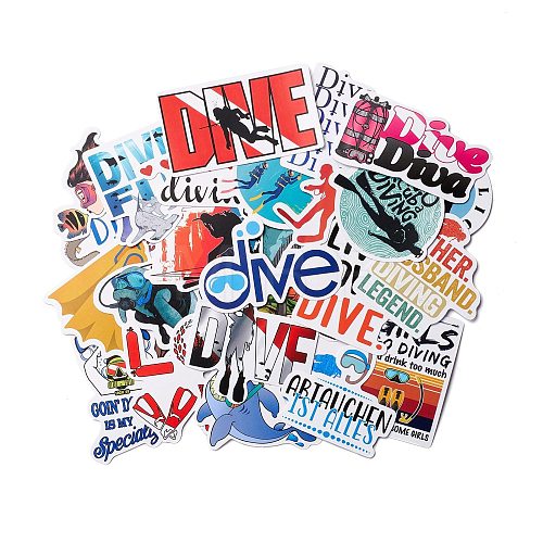 Cartoon DIVE Theme Paper Stickers Set DIY-M031-50-1