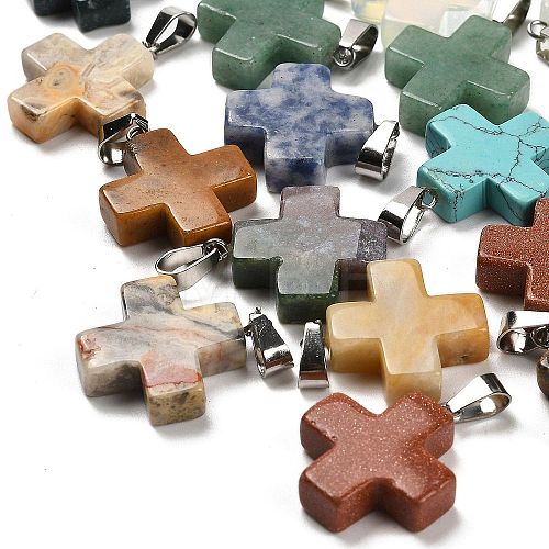 Natural & Synthetic Mixed Gemstone Pendants G-Z067-06P-01-1