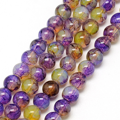 Baking Painted Glass Beads Strands X-DGLA-Q023-6mm-DB50-1