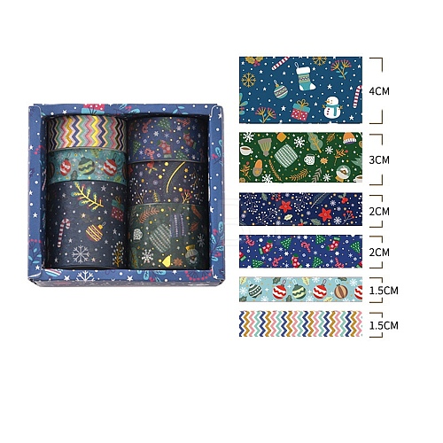 6 Rolls Christmas Hot Stampe Paper Decorative Paper Tapes Set STIC-H002-08D-1