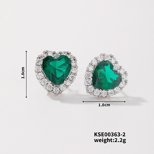 Chic Heart-shaped Stud Earrings with Delicate Diamonds UG6392-2-1