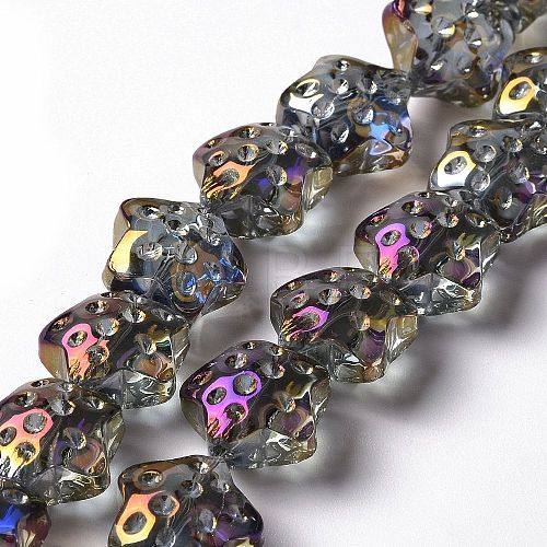 Transparent Electroplate Glass Beads Strands GLAA-C025-01G-1