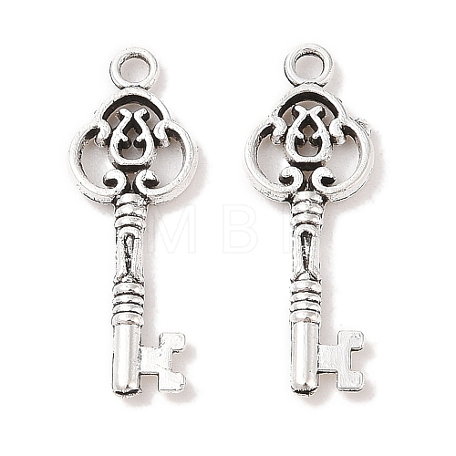 Tibetan Style Alloy Skeleton Key Pendants TIBEP-Q043-014-RS-1