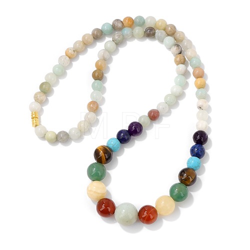 Natural Flower Amazonite Graduated Beaded Round Necklaces PW-WG1AD39-05-1