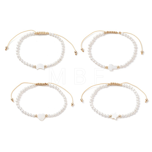 Shell Pearl Braided Bead Bracelets BJEW-JB11479-1