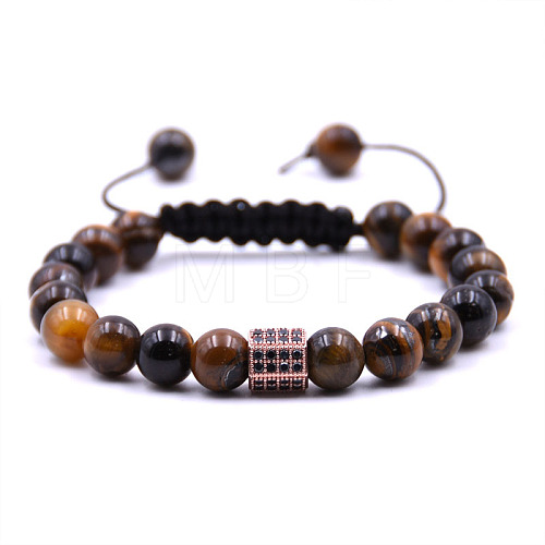 Natural Tiger Eye Braided Bead Bracelets TW4699-3-1