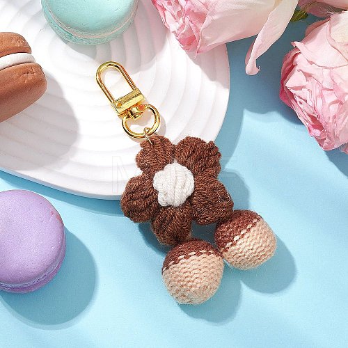 Handmade Crochet Cotton Cherry Flower Hanging Ornaments HJEW-JM02667-01-1