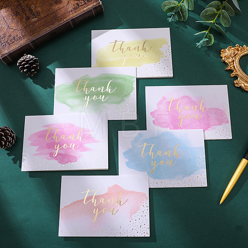 6Pcs 6 Styles Rectangle Thank You Greeting Cards HULI-PW0002-141F-1