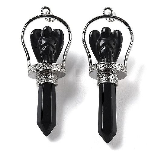 Natural Obsidian Pointed Big Pendants KK-H491-01P-06-1