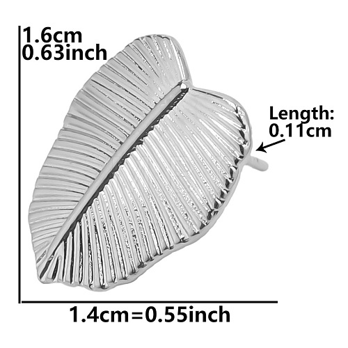 304 Stainless Steel Leaf Stud Earrings for Women BE5708-5-1