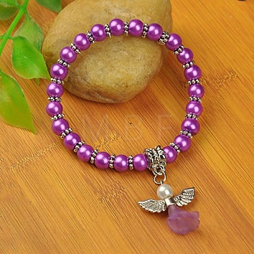 Lovely Wedding Dress Angel Bracelets for Kids BJEW-JB00727-08-1