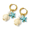 Tortoise & Starfish Synthetic Turquoise Hoop Earrings EJEW-JE07147-02-4