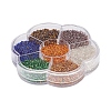 7 Colors Glass Round Seed Beads SEED-YW0001-24A-02-4
