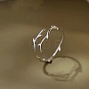 Deer Horn Rhodium Plated 925 Sterling Silver Cuff Rings FS-WGD6B3D-01-1