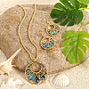 Alloy & Natural Abalone/Paua Shell Pendant Necklaces & Dangle Earrings Sets WGD5CF5-04-1