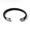 Leather Braided Cord Bracelets BJEW-E293-01P-2