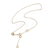 Brass Micro Pave Clear Cubic Zirconia Column Bead and Love Disc Pendant Cable Chain Necklaces NJEW-JN05768-5