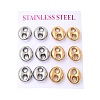 6 Pairs 304 Stainless Steel Stud Earrings EJEW-P340-02A-4