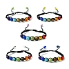 Dyed Natural & Synthetic Mixed Gemstone Round Braided Bead Bracelet BJEW-JB09624-1