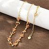 Brass Pave Cubic Zirconia Flower Link Chain Necklaces KK-CBA4547-18G-09-2