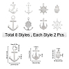 16Pcs 8 Style 316 Surgical & 304 Stainless Steel Pendants STAS-SC0002-95-2