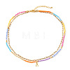 Colorful Glass Seed Beaded Initial Pendant Double Layer Necklaces QS3881-1-1