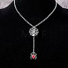 Halloween Zinc Alloy & Iron Ruby Rhinestone Pendant Necklaces FS-WG5FEAB-02-1