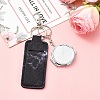 PU Leather & Iron Mirror Keychains HJEW-YW00545-04-5