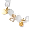 Cat & Bell & Heart Brass Charm Bracelets BJEW-JB10484-01-3