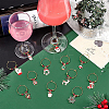 24Pcs 12 Styles Christmas Tree & Snowflake & Sock & Santa Claus Alloy Enamel Dangle Wine Glass Charms with Glass Pearl AJEW-BC0003-12-6