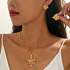 Vintage Brass Flower Stud Earrings & Pendant Necklaces Sets for Women GY5333-4