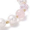 Natural Rose Quartz & Cultured Freshwater Pearl Beads Stretch Bracelets BJEW-JB12856-02-4
