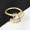 Brass Micro Pave Cubic Zirconia Open Cuff Ring for Women RJEW-F177-03GP-11-4